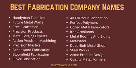 metal fabrication company name ideas|unique metalworking business names.